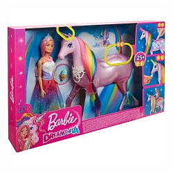 Набор игровой Barbie кукла и Радужный единорог FXT26